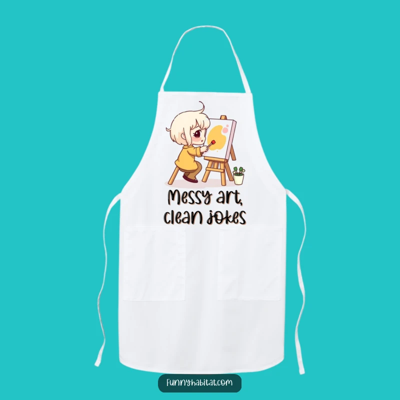 Funny Apron: Artist Character Painting Delightfully, Perfect Kitchen Gift