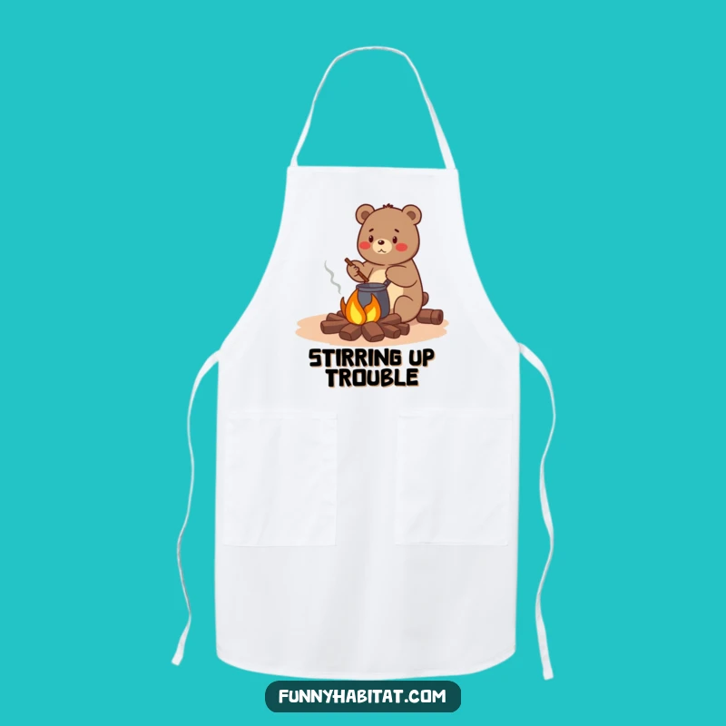 Funny Bear Campfire Apron - Cozy Outdoor Chef Wear, Great Humorous Gift
