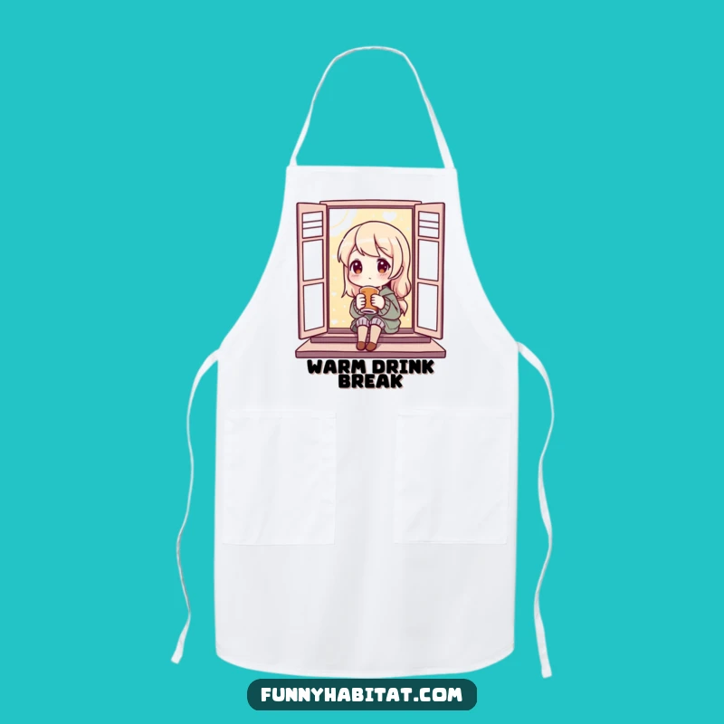 Funny Cozy Apron: Content Drinker Character, A Hilarious Funny Gift for Relaxed Cooks