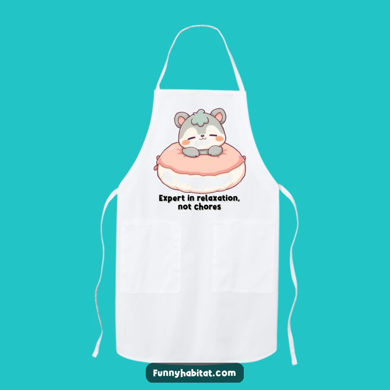 Funny Kitchen Animal Apron: Contented Character Lounges, Chef's Funny Gift