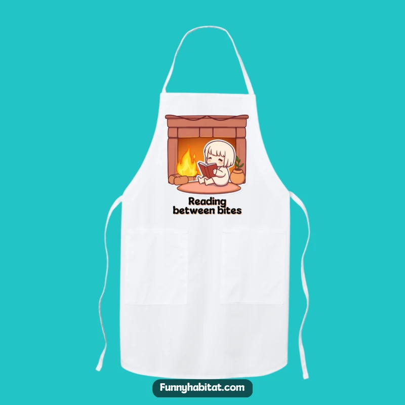 Funny Cozy Reader Apron: Cook Up Stories with Fireside Flair!