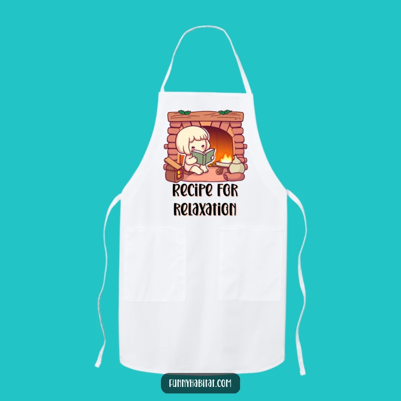 Funny Bookworm Apron: Cozy Fireplace Reader, Perfect Gift for Home Chefs