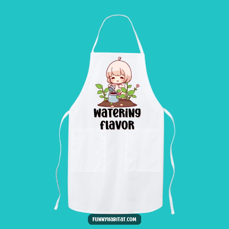 Funny Gardener Apron: Character Watering Plant for Kitchen Fun