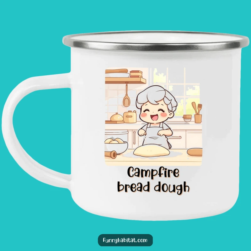 Funny Camp Mug: Character Kneading Dough, Perfect Outdoor Baker Gift