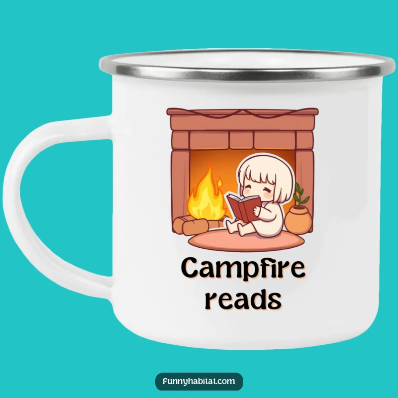 Funny Cozy Reader Camping Mug: Your Perfect Fireside Brew Companion!