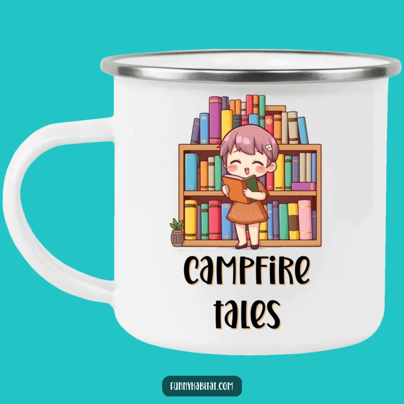 Funny Book Lover Camping Mug: Enjoy Your Coffee Amidst Your Organized Tales