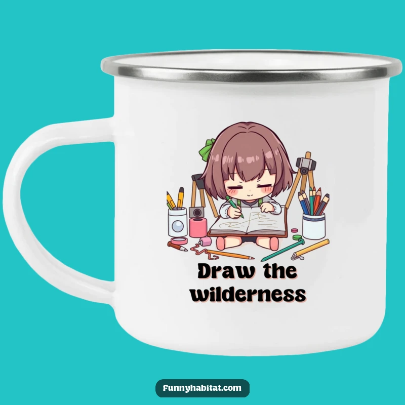 Funny Artist Camping Mug: Sketch Your Adventures with This Durable Enamel Mug