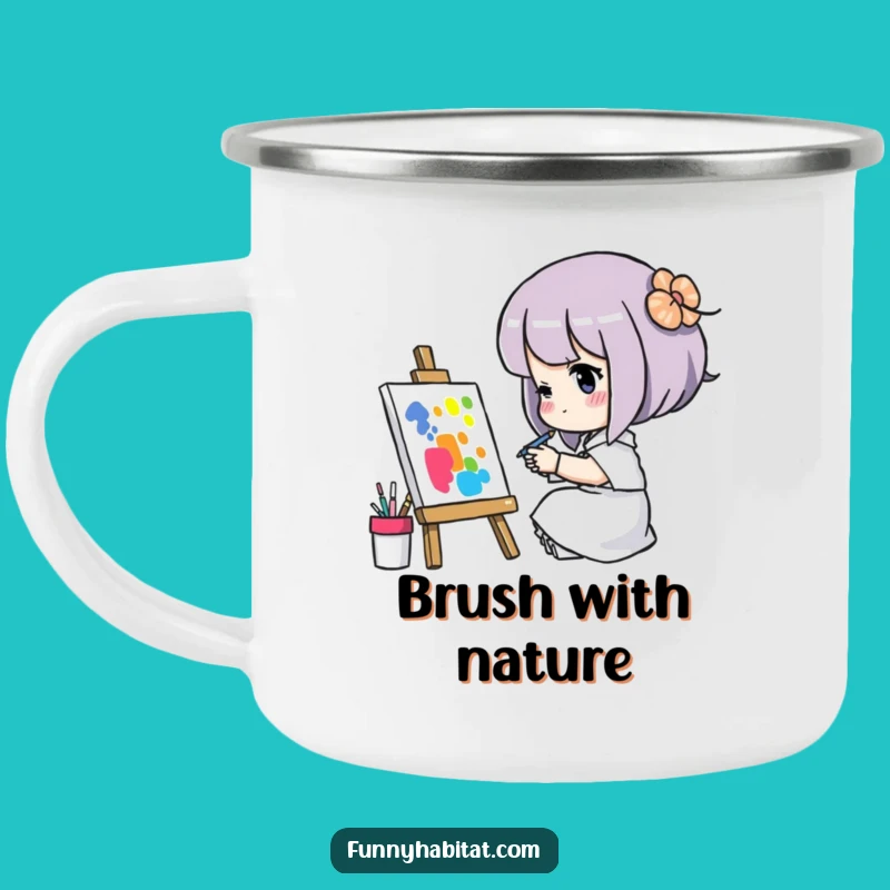 Funny Artist's Camp Mug: Painter Character, Humorous Outdoor Gift