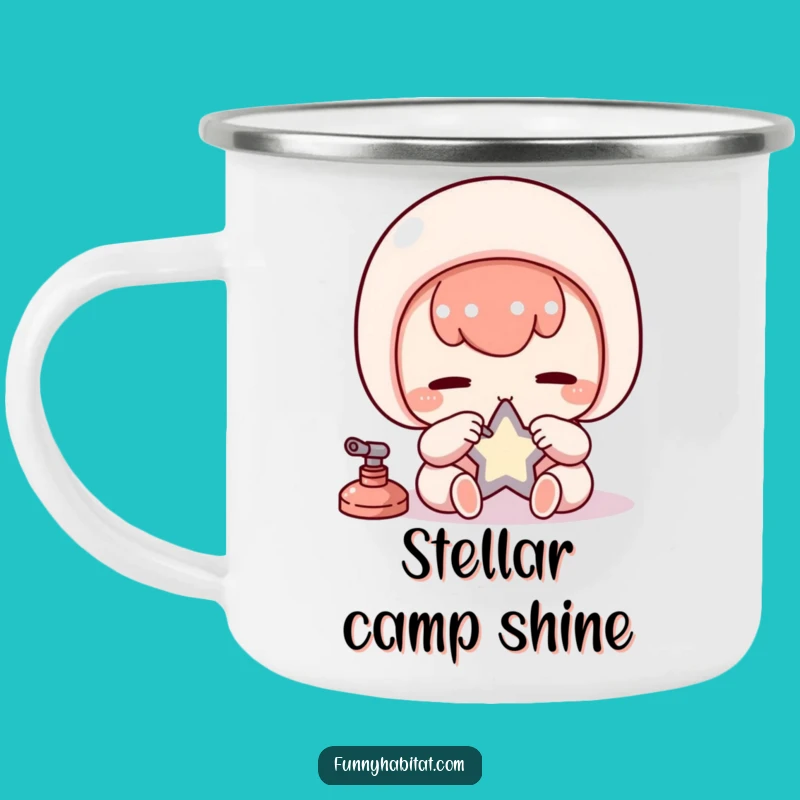 Funny Kawaii Polisher Camping Mug: Diligent Star Design, Great Outdoor Gift