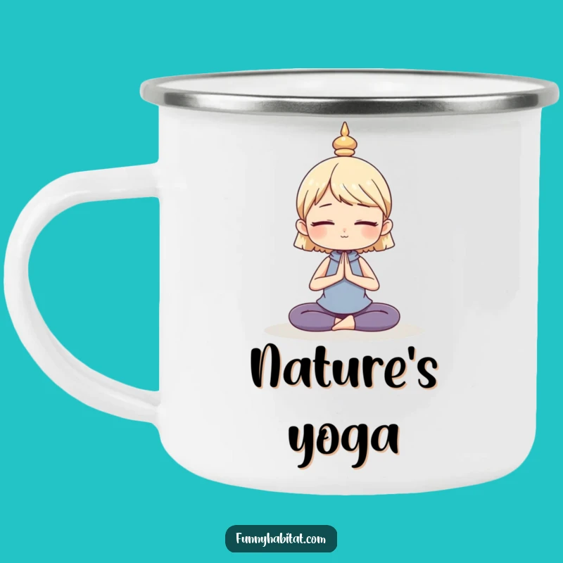 Funny Yoga Camp Mug: Serene Character Pose, Humorous Outdoor Gift