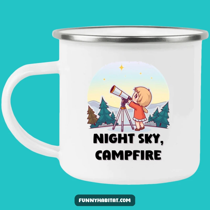 Funny Explorer Mug: Wonderous Telescope Campfire Gift
