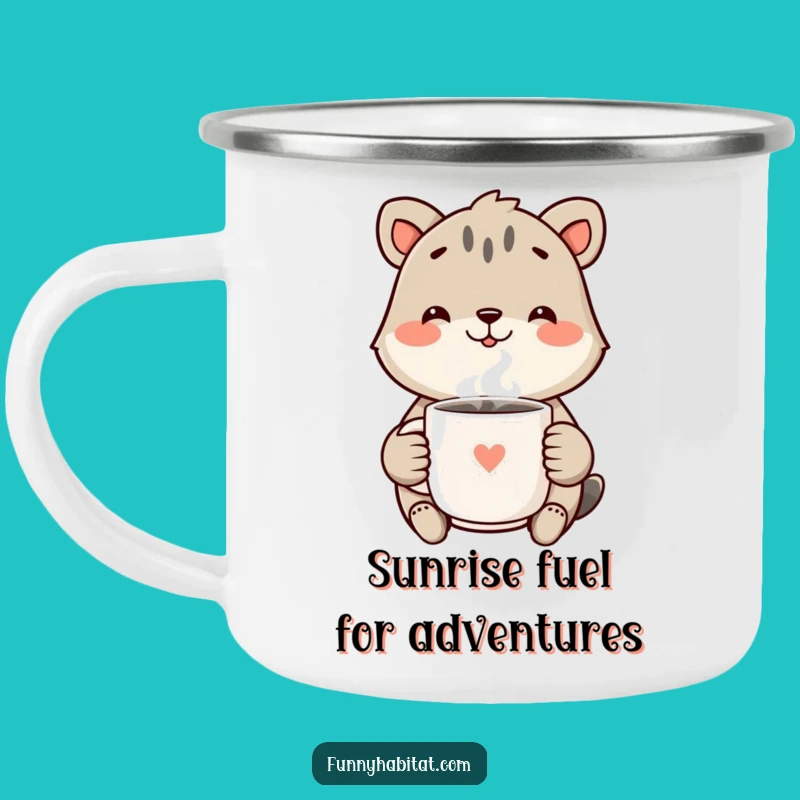 Funny Campfire Smile Mug: Cheerful Animal with Mug, Great Funny Gift