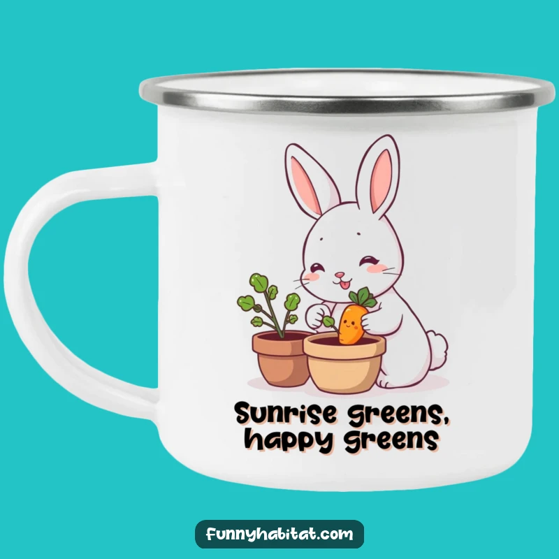 Funny Rabbit Camping Mug - Durable Carrot Gardener Enamel Cup, Humorous Gift