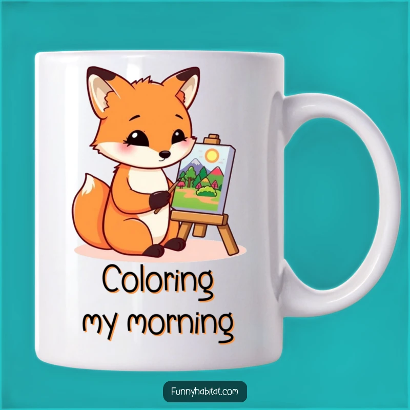 Funny Fox Artist Mug - Creative Landscape Painter Gift for Art Lovers