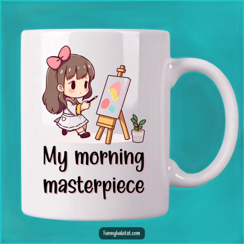 Funny Artist Mug: Character Painting on Easel Gift for Creatives