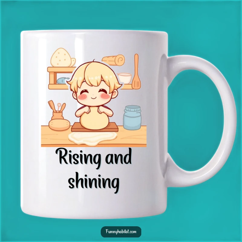 Funny Baker Mug: Happy Dough Kneading Character - Perfect Gift for Bakers