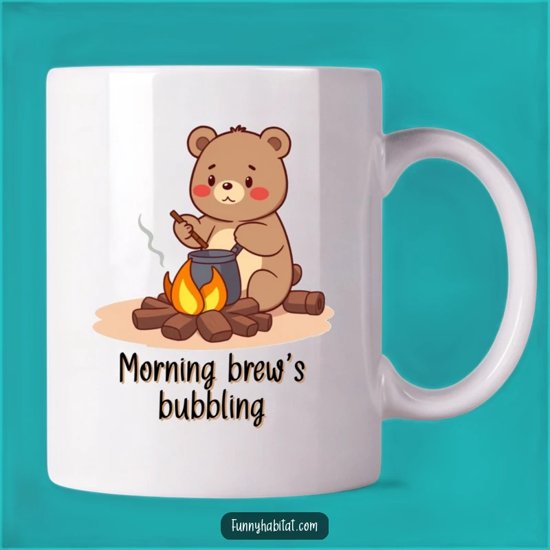 Funny Bear Campfire Mug - Cozy Cooking Enthusiast Gift, Perfect Humorous Mug