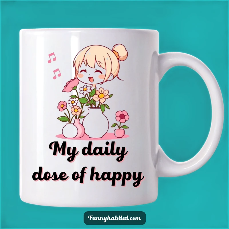 Funny Flower Arranger Mug: Cheerful Humming Character - Perfect Funny Gift for Gardeners