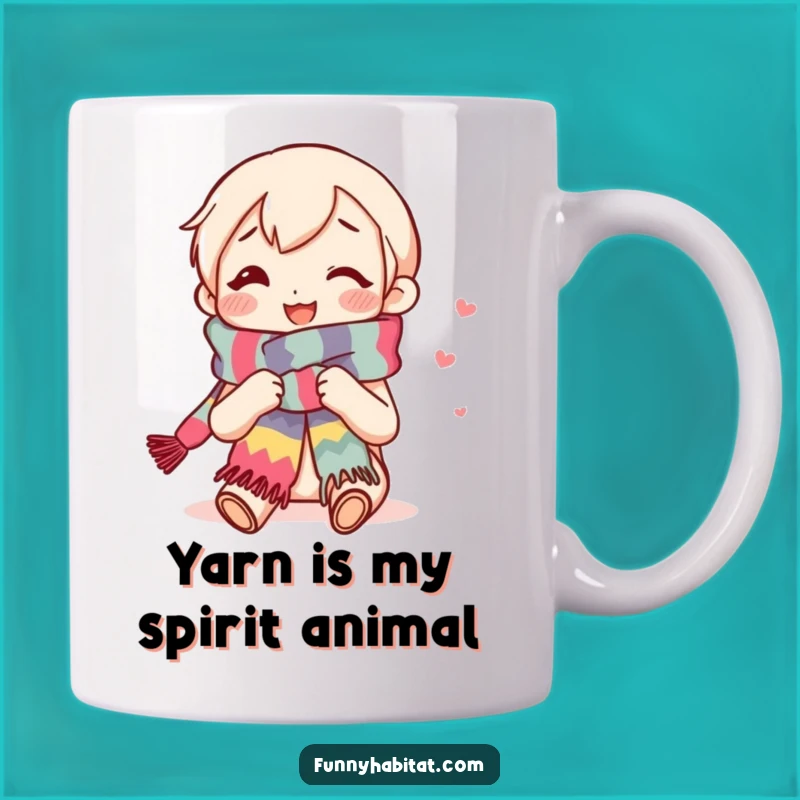 Funny Knitting Mom Mug: Content Knitter Crafting A Colorful Scarf, Perfect Gift