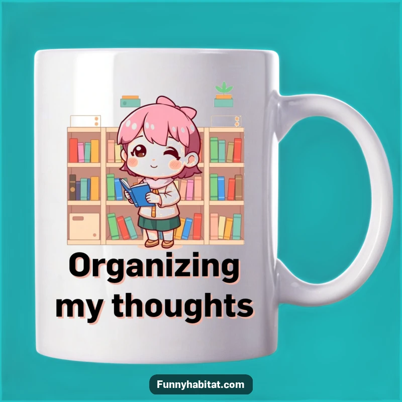 Funny Organizer Mug: Tiny Bookshelf Enthusiast - Perfect Funny Gift for Readers