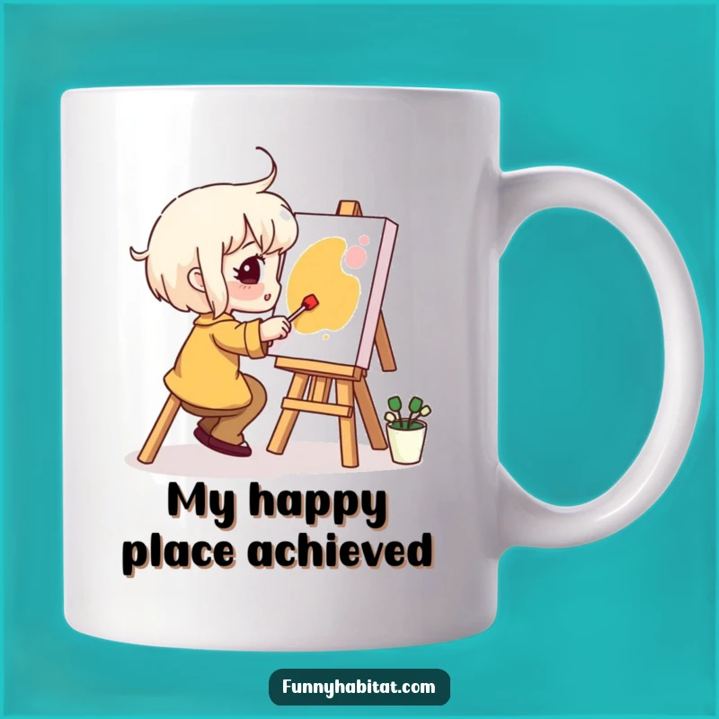 Funny Artist Mug: Happy Painter Character Creating Art, Perfect Creative Gift