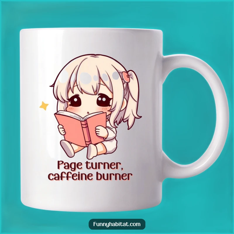 Funny Book Lover Mug: Calm Reader Character Enjoying a Story, Perfect Funny Gift