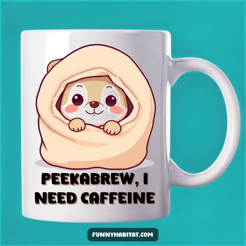 Funny Peek-a-Boo Animal Mug: Playful Character Behind Blanket, Charming Funny Gift