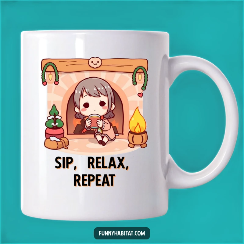 Funny Cozy Fireplace Mug: Warm Drink Character - Perfect Gift for Relaxation