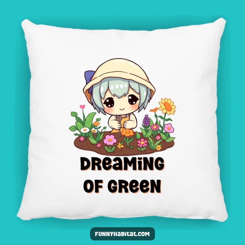 Funny Garden Pillow: Happy Character Mini Garden, Comfy Humorous Gift