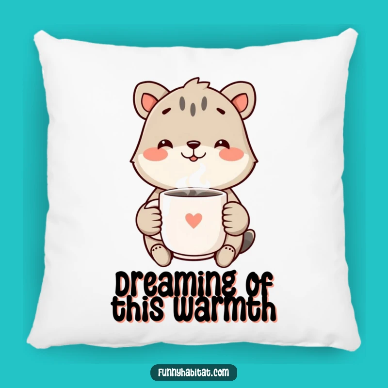 Funny Comfort Smile Pillow: Cheerful Animal with Mug, Soft Funny Gift