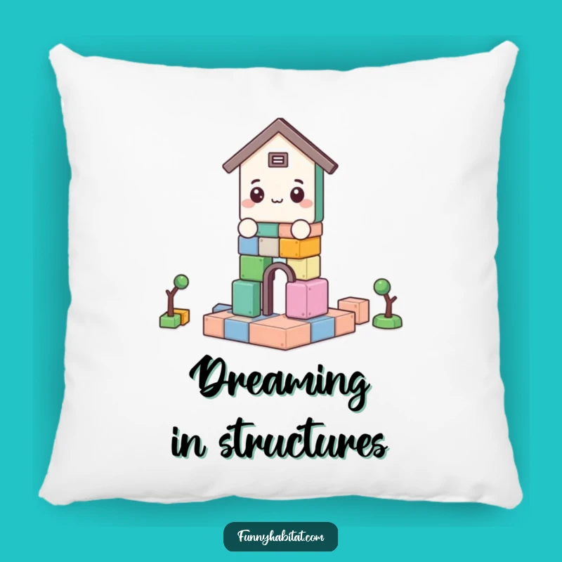 Funny Accent Pillow: Character Building Blocks Comfort and Cute Decor