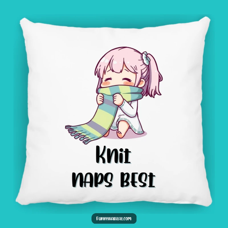 Funny Blissful Knitter Pillow: Cozy Comfort with This Hilarious Crafter Design