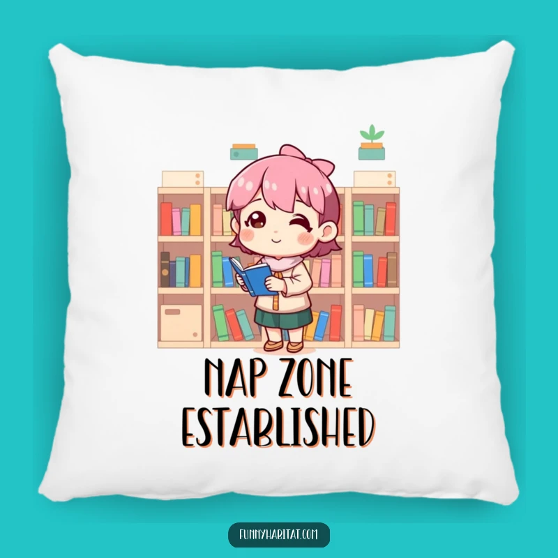 Funny Couch Pillow: Organizer Character and Tiny Bookshelves, Comfy Funny Gift