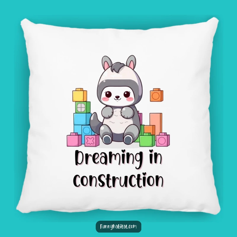 Funny Cozy Organizer Pillow: Animal with Blocks, Soft Funny Gift