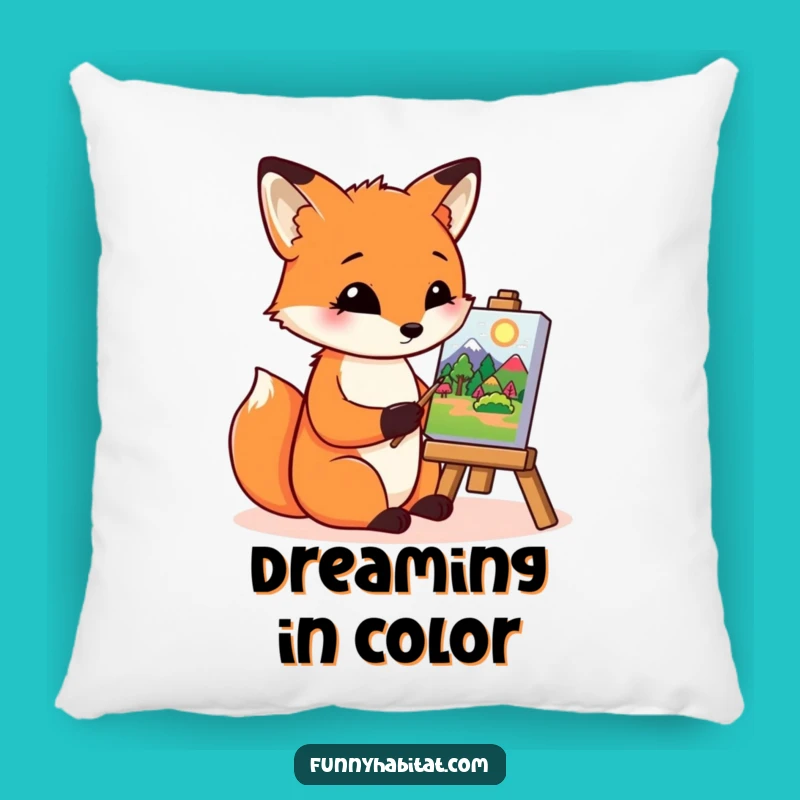 Funny Fox Artist Pillow - Soft Creative Accent, Charming Humorous Gift