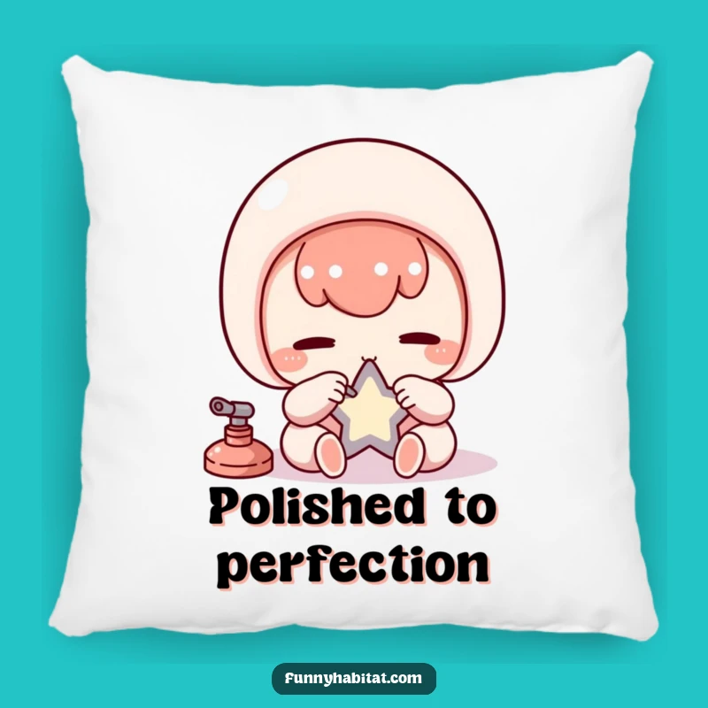 Funny Kawaii Polisher Pillow: Cozy Star Polishing, Perfect Comfort Gift