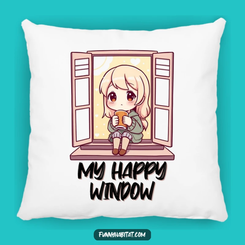 Funny Cozy Pillow: Content Drinker Character, Cozy Funny Gift for Lounging