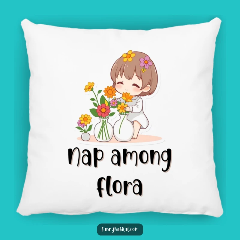 Funny Florist Pillow: Colorful Flower Arranger Comfort
