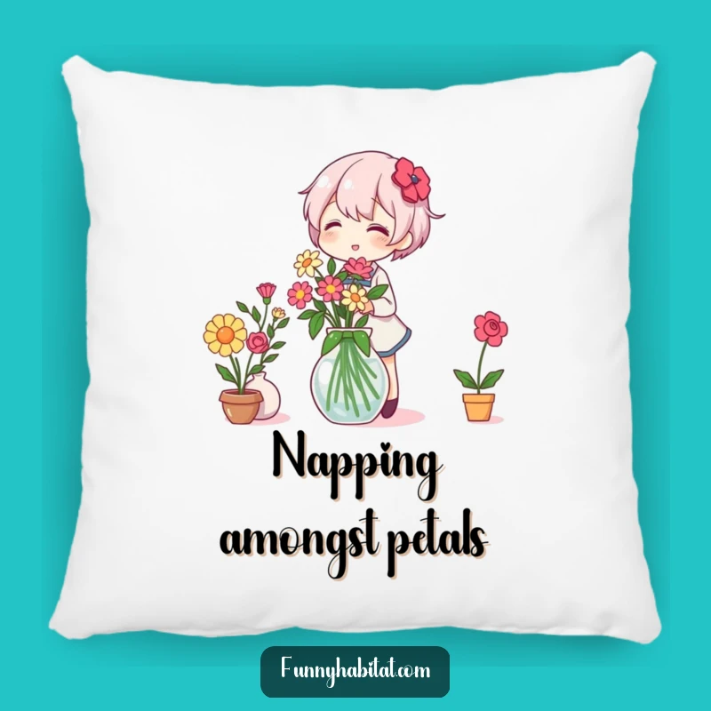 Funny Pillow: Cozy Flower Arranger Character, Perfect Gift