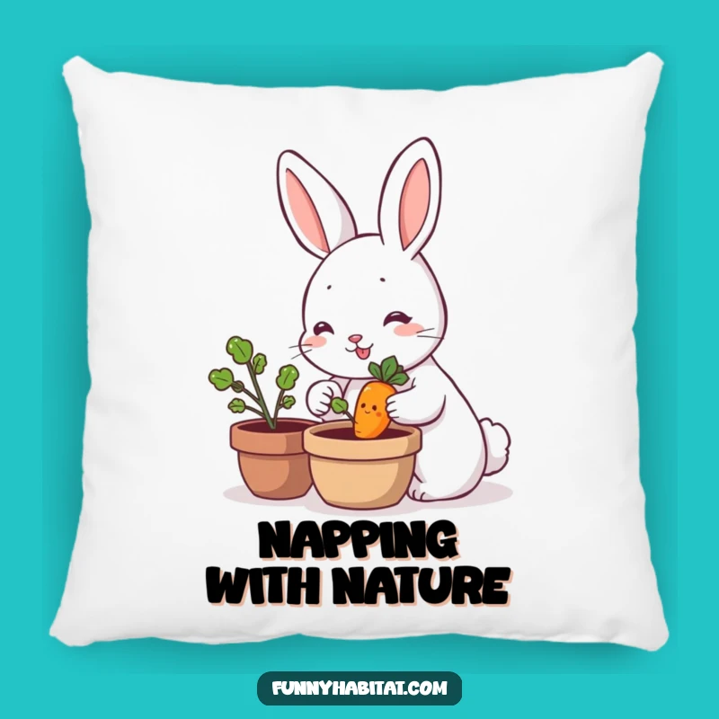 Funny Rabbit Pillow - Soft Carrot Gardening Accent, Charming Humorous Gift