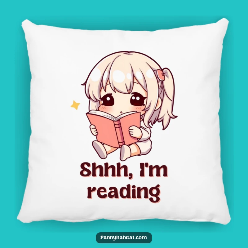 Funny Reading Pillow: Calm Character Cushion, Cozy Funny Gift for Book Lovers