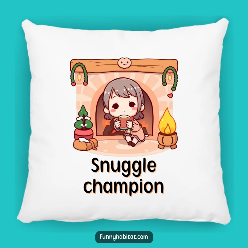 Funny Cozy Pillow: Fireplace Comfort - Cushion for Relaxation & Warmth