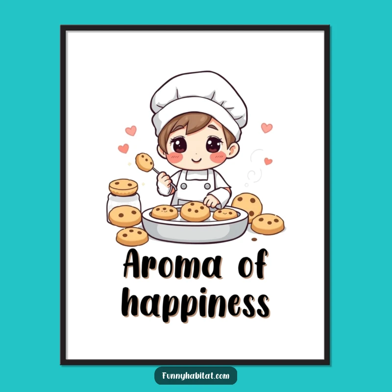 Funny Baker Digital Print: Cheerful Cookie Baking Wall Art Gift
