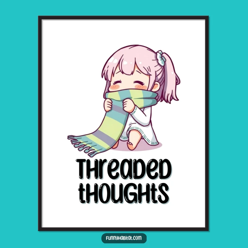 Funny Blissful Knitter Digital Art: Hilarious Craft Illustration for Your Walls