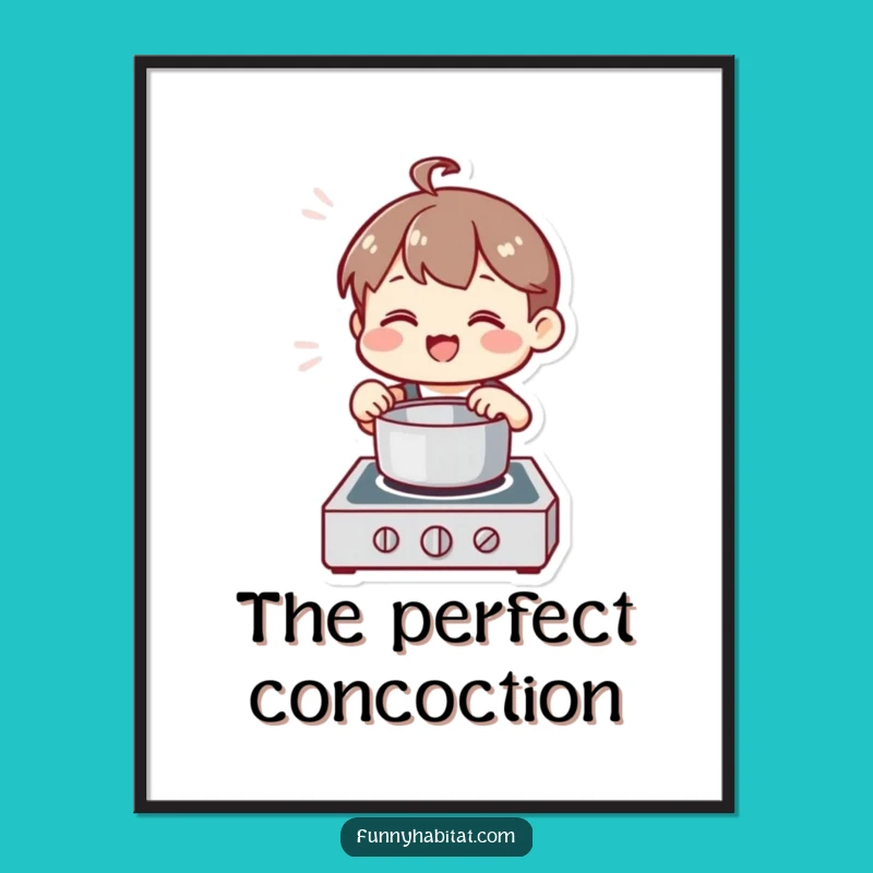 Funny Chef Character Digital Print: Happy Kitchen Art, Instant Funny Gift