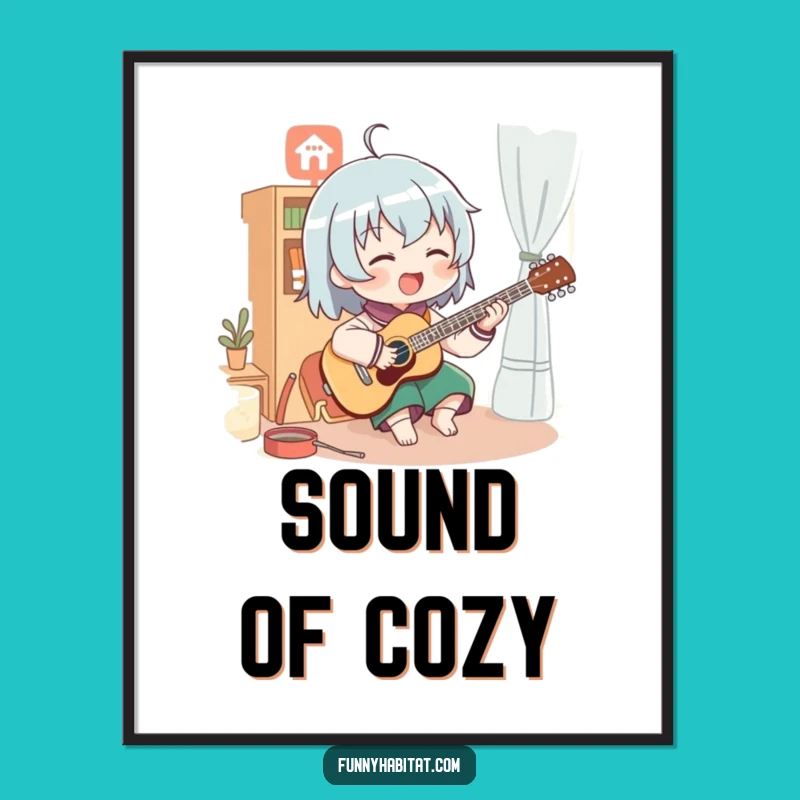 Funny Enthusiastic Musician Digital Art: Hilarious Music Illustration for Walls