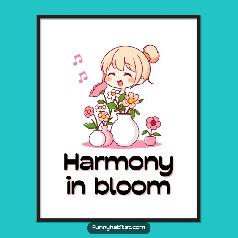 Funny Flower Arranger Digital Art: Cheerful Floral Illustration for Instant Decor