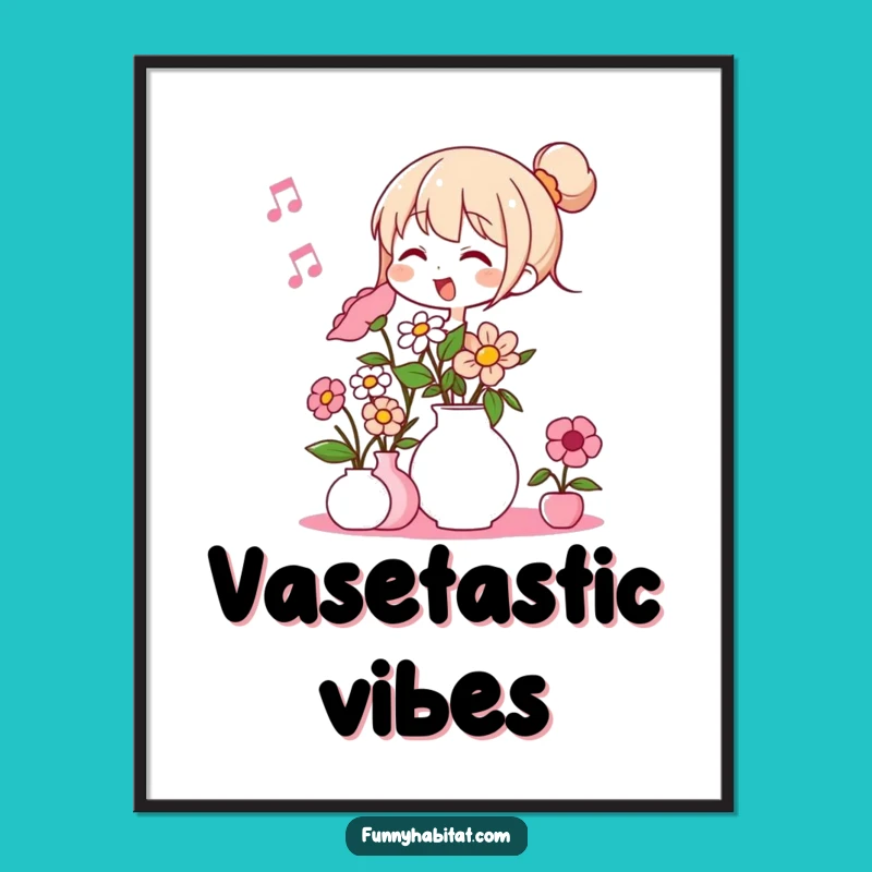 Funny Flower Arranger Digital Art: Cheerful Humming Character Wall Decor - Amazing Funny Gift