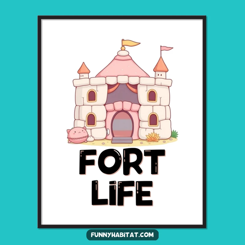 Funny Fort Builder Art Print: Cushion Fort Poster, Hilarious Funny Gift for Playful Spaces