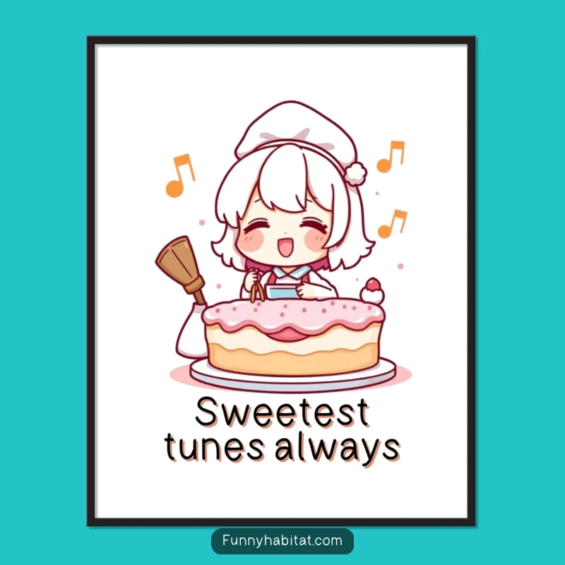 Funny Humming Baker Digital Art: Instant Cheerful Decor for Your Kitchen Walls